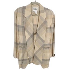 MATSUDA WOMEN'S ELEGANT LIGHT BEIGE PLAID JACKET. ELEGANT!